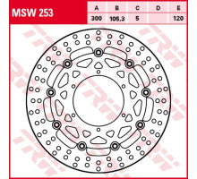 Trw lucas zf передній гальмівний диск bmw g 650gs sertao '11-'14, f 650gs '08-'12, f 700gs '13-'18, f 800gs/adv '08-'18 (300x105x5mm)