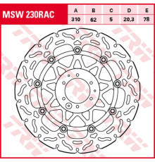 Trw lucas zf передній гальмівний диск honda crf 1000l '15-'19 (310x62x5mm) хвиля