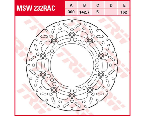Trw lucas zf передній гальмівний диск kawasaki ninja 650, z 650 '17-, (300x142x5mm) хвиля