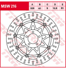 Trw lucas zf гальмівний диск передній kawasaki zx-7r/rr '96-'02, zxr 750 '91-'95, zx-9r '94-'04, zzr 1100 '93-'01, zx-12r '00-'03, zzr 1200 '02-'05, vn 1500/1600 mean strek '02 -'05, suzuki vz 1600 m