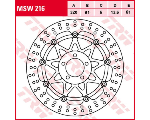Trw lucas zf гальмівний диск передній kawasaki zx-7r/rr '96-'02, zxr 750 '91-'95, zx-9r '94-'04, zzr 1100 '93-'01, zx-12r '00-'03, zzr 1200 '02-'05, vn 1500/1600 mean strek '02 -'05, suzuki vz 1600 m