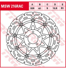 Trw lucas zf передній гальмівний диск kawasaki zx-7r/rr '96-'02, zxr 750 '91-'95, zx-9r '94-'04, zzr 1100 '93-'01, zx-12r '00-'03, zzr 1200 '02-'05, vn 1500/1600 mean strek '02 -'05, suzuki vz 1600 m