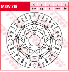 Trw lucas zf гальмівний диск передній suzuki gsf 250 bandit '92-'00, gsf 400 bandit '91-'95, gs 500 '89-'08, rf 900r '94-'97, gsf 1200 bandit '96-'05, gsx 1200 '99-'01 (310x64x5mm)