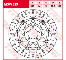 Trw lucas zf гальмівний диск передній suzuki gsf 250 bandit '92-'00, gsf 400 bandit '91-'95, gs 500 '89-'08, rf 900r '94-'97, gsf 1200 bandit '96-'05, gsx 1200 '99-'01 (310x64x5mm)