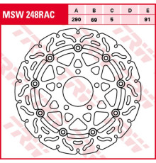 Trw lucas zf передній гальмівний диск suzuki gsf 650 '05-'06, sv 650 '03-'10, gsx 750f '03-'06, vz 1500 intruder '09-'13, vlr 1800 intruder '08-'13 (290x69x5mm) хвиля