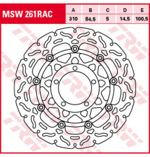 Trw lucas zf передній гальмівний диск triumph daytona 600 '03-'04, speed four '02-'05, tt 600 '00-'03, daytona 675 '06-'12, street triple 675 '08-'12 (310x84.5x5mm) хвиля