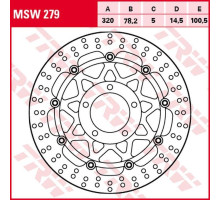 Trw lucas zf передній гальмівний диск triumph daytona/speed triple 955 '02-'06, sprint 1050 '05-'10, rocket 3 2300 '04-'13, rocket x '14-'16 (320x78x5mm)