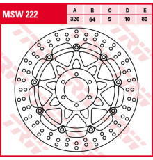 Trw lucas zf передній гальмівний диск yamaha yzf 750r/sp '93-'98, fzr 1000 genesis exup '94-'95 (320x64x5mm)