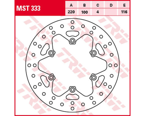 Trw lucas zf задній гальмівний диск kawasaki kx 125/250 '89-'02, klx 300r '97-'03, kx 500 '90-'04 (220x100x4mm)