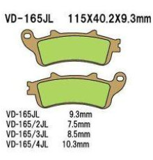 Гальмівні колодки vesrah kh261 / kh281 спечений метал (золото) (виробництво японія)