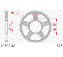 Задня зірочка afam 4350 42 honda crf 1000 africa twin / dct / adventure sport '16-18 (jtr1332.42) (ланцюг 525) колір срібний