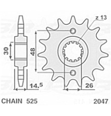 Cht передня зірочка 2047 15 (400015k) honda cb 750 , vfr 750
