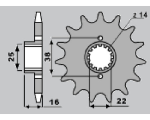 Cht передня зірочка 2050 14 ducati 748/916/944/996 1000