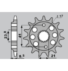 Cht передня зірочка 2071 14 honda xr 400r 96-00, trx 400rx 99-04 (4049-14) (jtf1332.14)