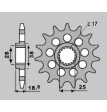 Cht передня зірочка 2078 16 bmw f 650/800 gs/r '08-'18, f 700/750/850 gs '13-'22, aprilia etv 1000 caponord '01-'08, rsv 1000 mile '98-'03