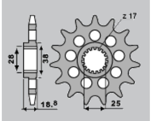 Cht передня зірочка 2078 16 bmw f 650/800 gs/r '08-'18, f 700/750/850 gs '13-'22, aprilia etv 1000 caponord '01-'08, rsv 1000 mile '98-'03