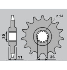 Cht передня зірочка 2091 16 yamaha fz8 (10-15), mt 09 (14-16), mt 07 (14-16) tdm 900 (02-13) (jtf1591.16) (ланцюг 525)