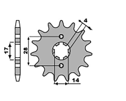 Cht передня зірочка 2107 14 aprilia rx 50 '09-'10 derbi senda/gpr/drd 50 '00-'11 (210711jt) (ланцюг 420)