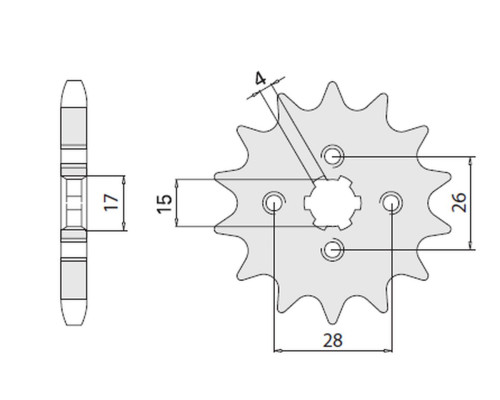 Cht передня зірочка 261 13 honda mbx/mtx 50 (4009-13)