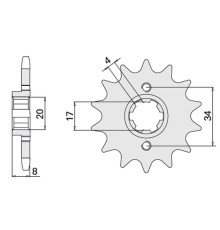 Cht передня зірочка 267 14 honda xl 350r (287-14k) (jtf1263.16)