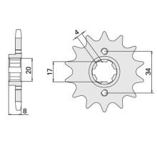 Cht передня зірочка 267 14 honda xl 350r (287-14k) (jtf1263.16)