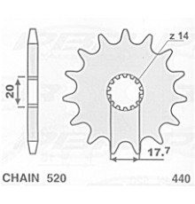 Cht передня зірочка 440 14 (a4250564140) yamaha yz 125 '87-'04