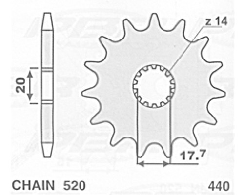 Cht передня зірочка 440 14 (a4250564140) yamaha yz 125 '87-'04