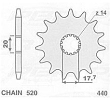 Cht передня зірочка 440 14 (a4250564140) yamaha yz 125 '87-'04