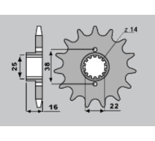 Cht передня зірочка 490 14 (a4250736140) bimota ducati