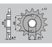 Cht передня зірочка 525 17 kawasaki er5 97-06, kle500 97-07 (jtf512.17)