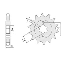 Cht передня зірочка 718 13 husqvarna 125 '89-'94 (jtf718.13) (718-13)