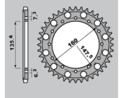 Cht задня зірочка 1507 56 ergal fantic motor 50/80/125/200 '84-'96 enduro trial , beta motor 125 '09, '86-'90 125 trial enduro/trial (1507-56)