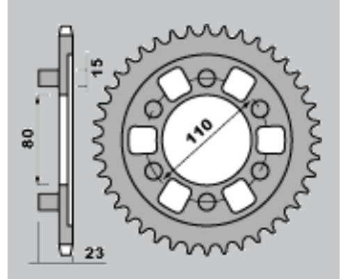 Cht задня зірочка 3555 38 aprilia af1 125 90-93 (a4150019380)