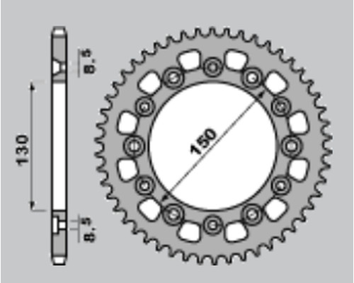 Cht задня зірочка 4308 47 honda xr 600r 85-90 (може замінити 245 47) (ланцюг 520)