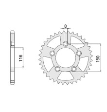 Cht задня зірочка 4329 42 (2026-42) aprilia rs250 репліка 95-05 (ланцюг 520)