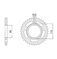 Cht задня зірочка 4350 36 honda cb 450s 86-89 (332-36) (jtr1332.36)
