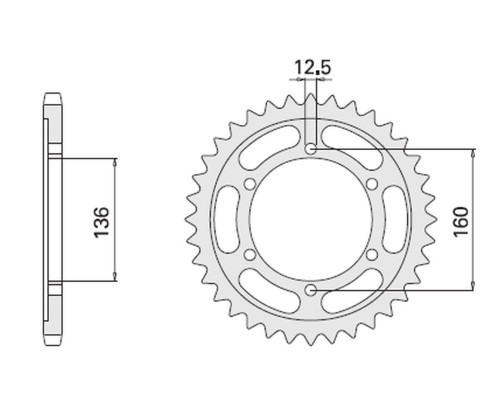 Cht задня зірочка 500 40 kawasaki gpz100 rx 86-88 (506-40) (ланцюг.630) (jtr506.40)