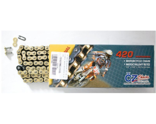 Ланцюг приводний cz 420 mx (110 лань) золотий (мотоcross до 85 cc) (22.0 kn) + зажим