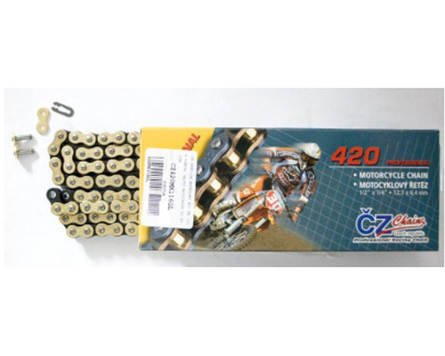 Ланцюг приводний cz 420 mx (128 лань) золотий (мотоcross до 85 cc) (22.0 kn) + зажим