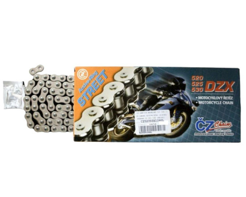 Ланцюг приводний cz 520 dzx (108 лань) активне кільце (x-ring) хром до 900 ccm (стрит) (37,8 kn) + потужні гайки