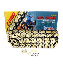 Ланцюг приводу cz 520 ormx (114 лань) активне кільце (x-ring) золото до 600 ccm (enduro) (34,5 kn) + зажим