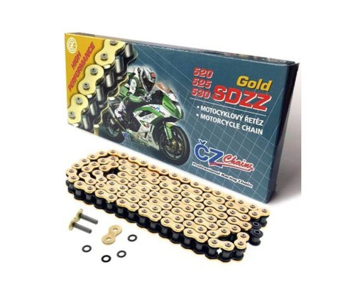 Ланцюг приводний cz 525 sdzz (118 лань) активне кільце (x-ring) золото до 1200 ccm (46,2 kn) + потужні гайки