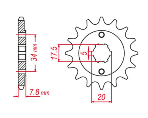 Grosskopf акція передня зірочка 279 13 honda xr 250r '90-'96, crf 150 '03-'18, crf 230 '03-'19 (jtf327.13)