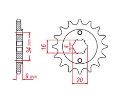 Grosskopf продаж передня зірочка 2062 14 yamaha yfs200 blaster '88-'06 (+1), tt-r230 '05-'20 (+1), dt200 l '85 (+1), hyosung gt 250 '04-'15, gy 250 '04-'12 (jtf1554.14)
