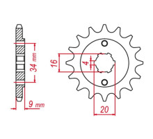 Grosskopf продаж передня зірочка 2062 15 yamaha yfs200 blaster '88-'06 (+2), tt-r230 '05-'20 (+2), dt200 l '85 (+2), hyosung gt 250 '04-'15, gy 250 '04-'12 (jtf1554.15)