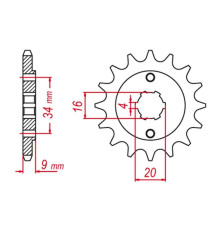 Grosskopf продаж передня зірочка 2062 15 yamaha yfs200 blaster '88-'06 (+2), tt-r230 '05-'20 (+2), dt200 l '85 (+2), hyosung gt 250 '04-'15, gy 250 '04-'12 (jtf1554.15)