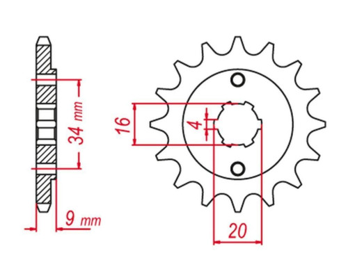 Grosskopf продаж передня зірочка 2062 15 yamaha yfs200 blaster '88-'06 (+2), tt-r230 '05-'20 (+2), dt200 l '85 (+2), hyosung gt 250 '04-'15, gy 250 '04-'12 (jtf1554.15)