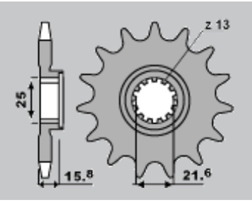 Grosskopf продаж зірочка передня 2093 15 kawasaki zx-6r '98-'02, zx-6rr '03-'06, ланцюг 525