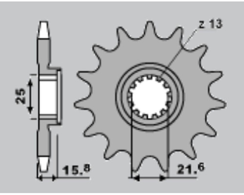 Grosskopf продаж зірочка передня 2093 15 kawasaki zx-6r '98-'02, zx-6rr '03-'06, ланцюг 525