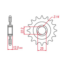 Grosskopf продаж передня зірочка 2102 14 gas gas ec 125/200/250/300/400/450/515 '00-20, rieju mr 300 '21-, (+1) (?a?c.520) (jtf715.14)